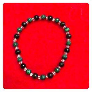 Synthetic malachite bracelet, 19cm stretches